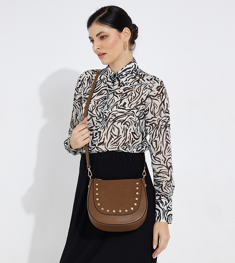 Metal Accent Crossbody Bag