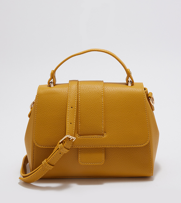 Textured Flap Closure Crossbody Bag