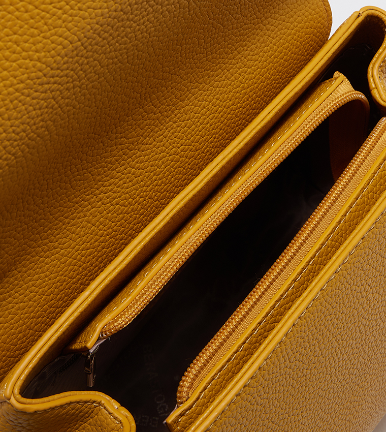Textured Flap Closure Crossbody Bag