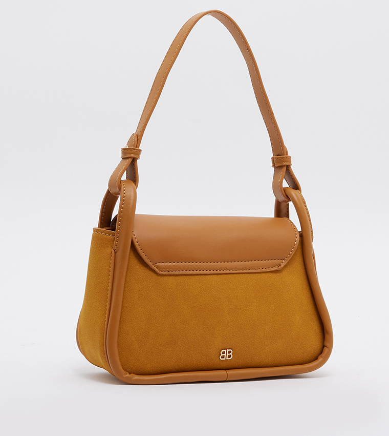 Metal Accent Flap Closure Shoulder Bag