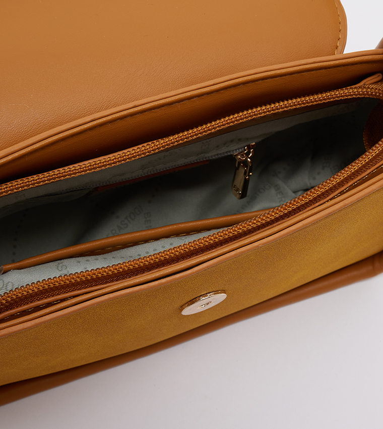 Metal Accent Flap Closure Shoulder Bag