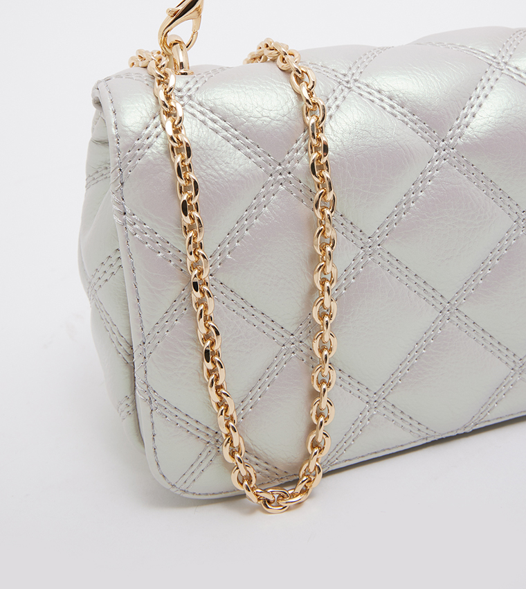Buy Berastogi CCC Solid Quilted Top Handle Bag In Silver 6thStreet UAE