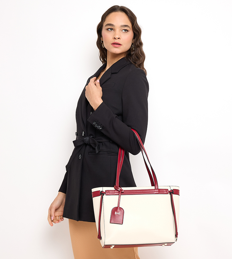 AYLA Contrast Trim Tote Bag