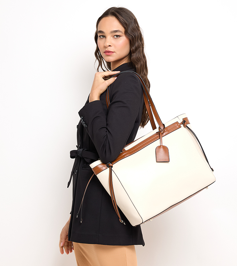 AYLA Contrast Trim Tote Bag