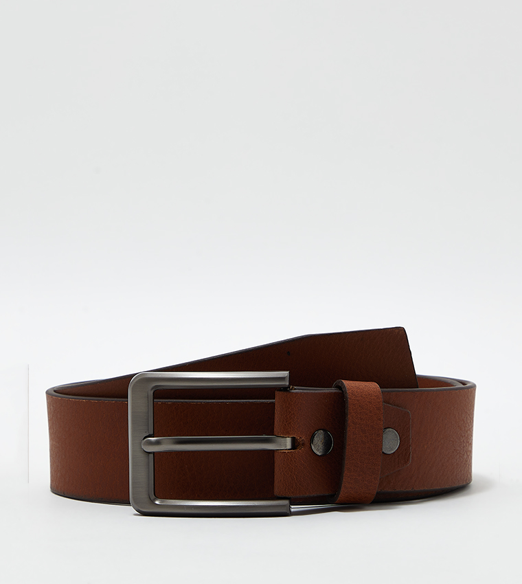 Buy Steve Madden Textured Leather Belt In Tan | 6thStreet Bahrain