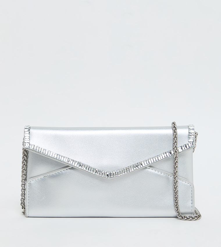 Buy Naturalizer Embellished Envelope Clutch Bag In Silver