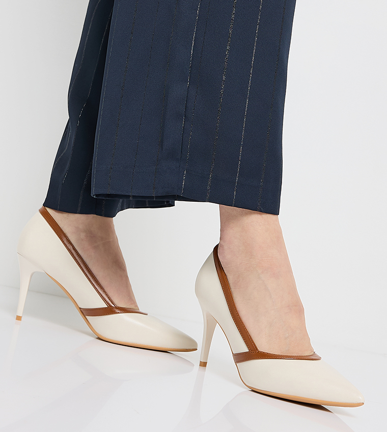 D-ELEANOR2 Contrast Trim Heel Pumps