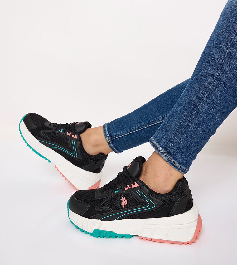 ORENDA Color Block Lace-Up Sneakers