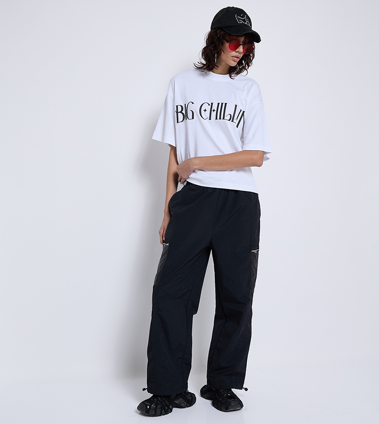 Solid Drawstring Waist Joggers