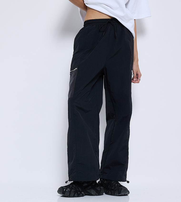 Solid Drawstring Waist Joggers