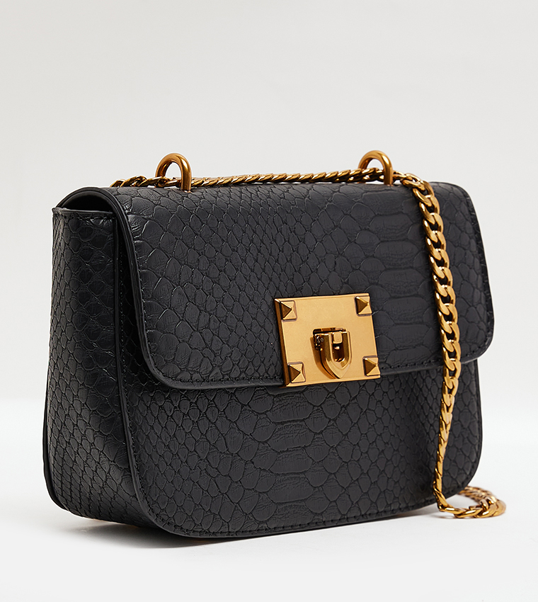 TIPSY Croc Textured Flap Crossbody Bag
