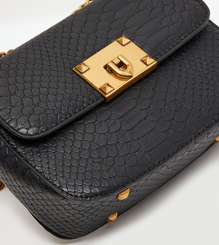 TIPSY Croc Textured Flap Crossbody Bag