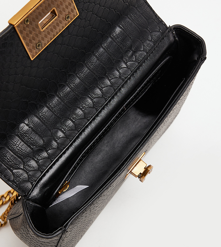 TIPSY Croc Textured Flap Crossbody Bag