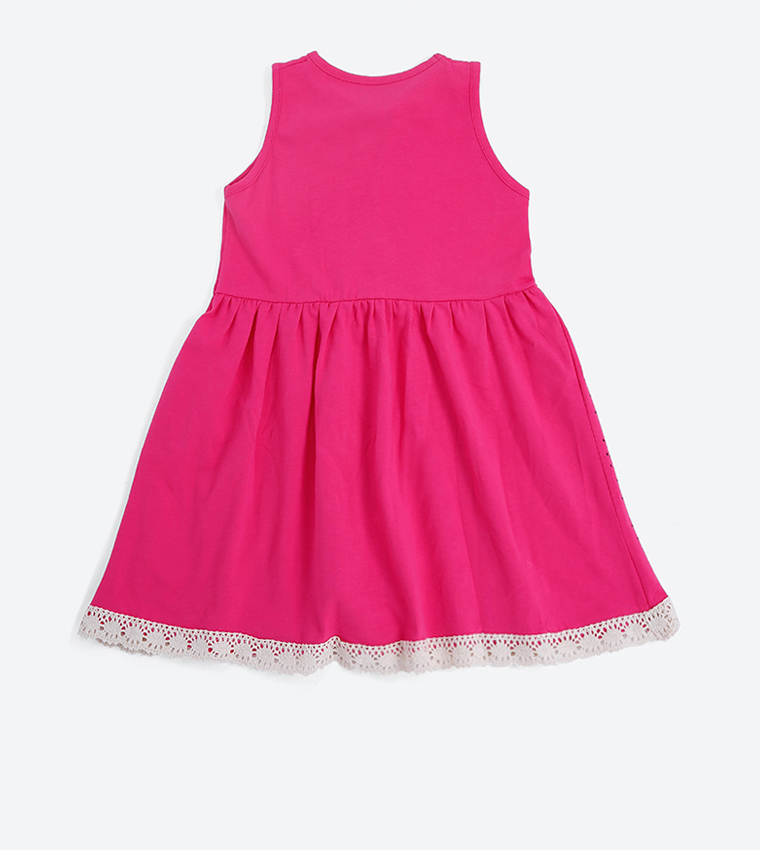   فستان منقط-وردي  