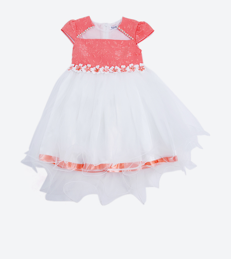 Dress With The Flower On The Belt-Powder