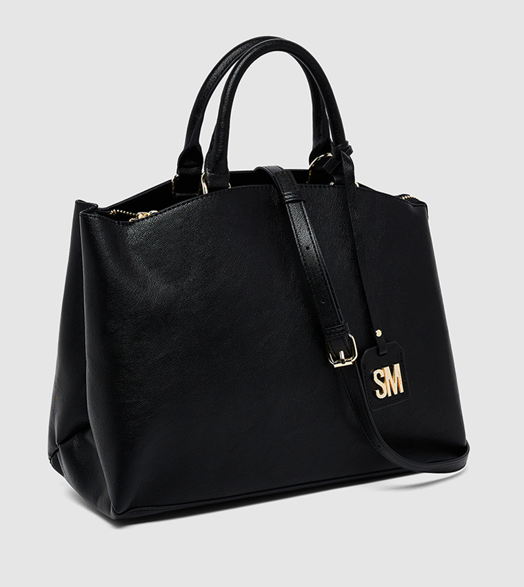 Textured Zip-Closure Tote Bag