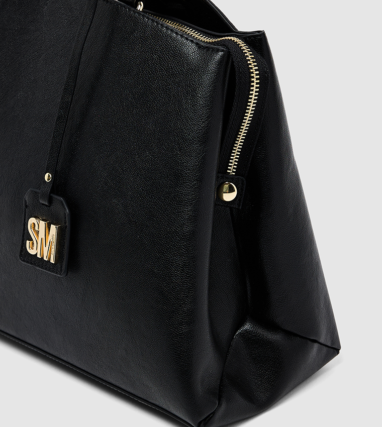 Textured Zip-Closure Tote Bag