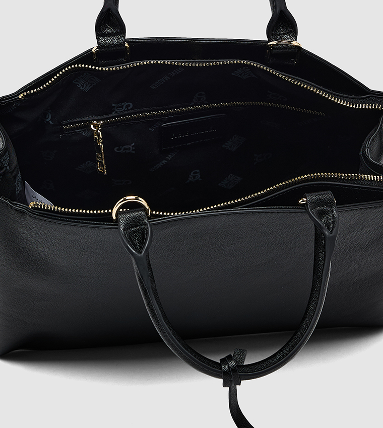 Textured Zip-Closure Tote Bag