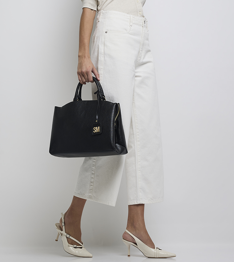 Textured Zip-Closure Tote Bag