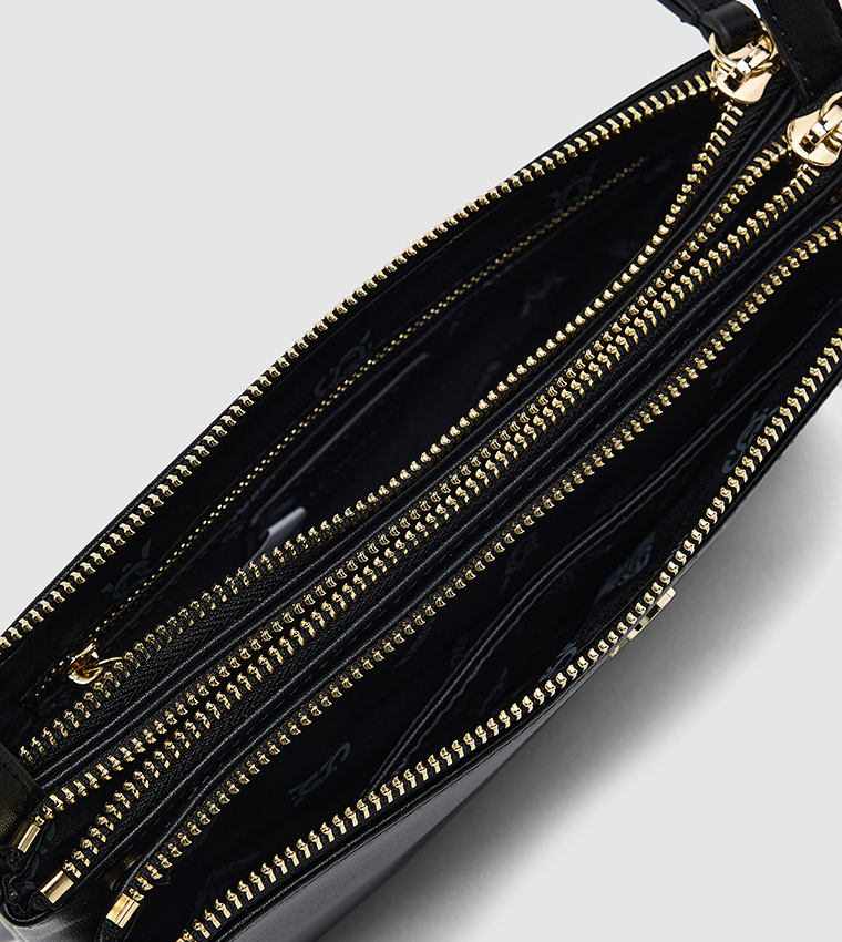 Textured Zip-Closure Crossbody Bag
