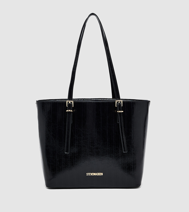 Textured Buckle Detail Shoulder Bag