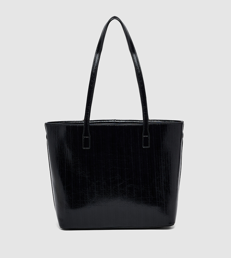 Textured Buckle Detail Shoulder Bag