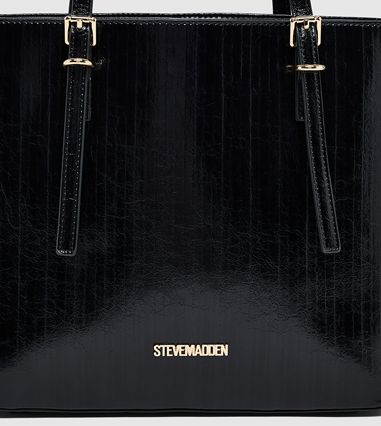 Textured Buckle Detail Shoulder Bag