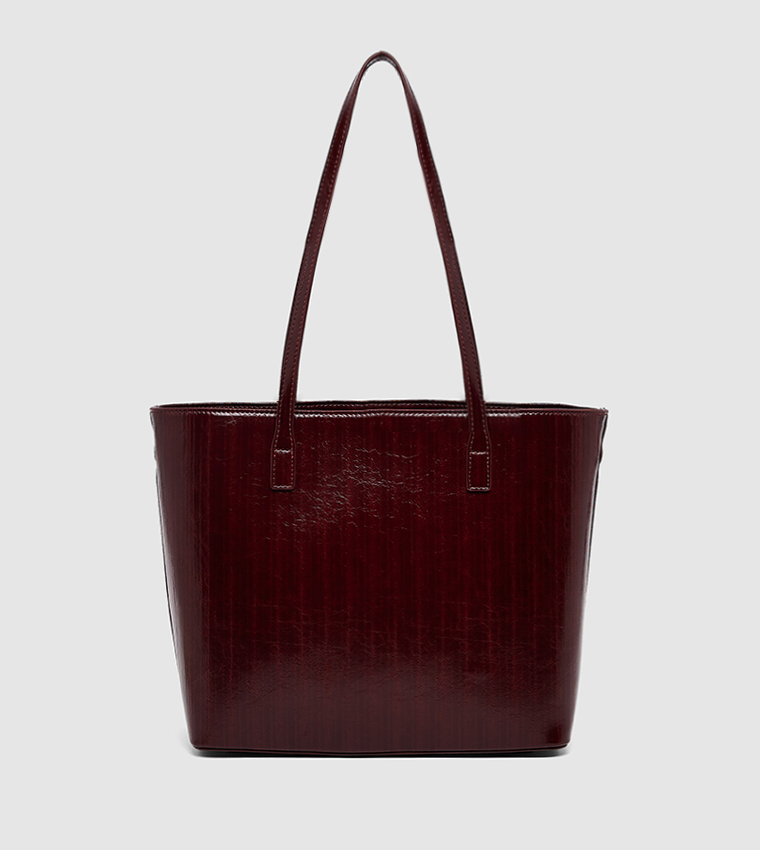 Textured Buckle Detail Shoulder Bag