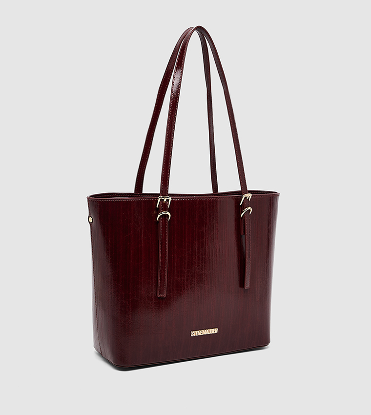 Textured Buckle Detail Shoulder Bag