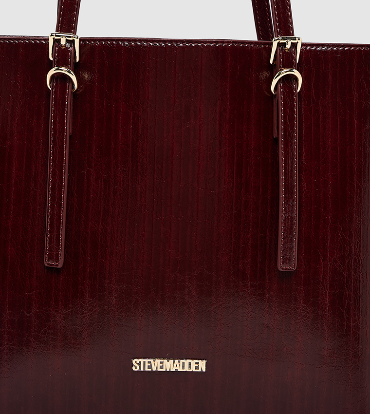 Textured Buckle Detail Shoulder Bag