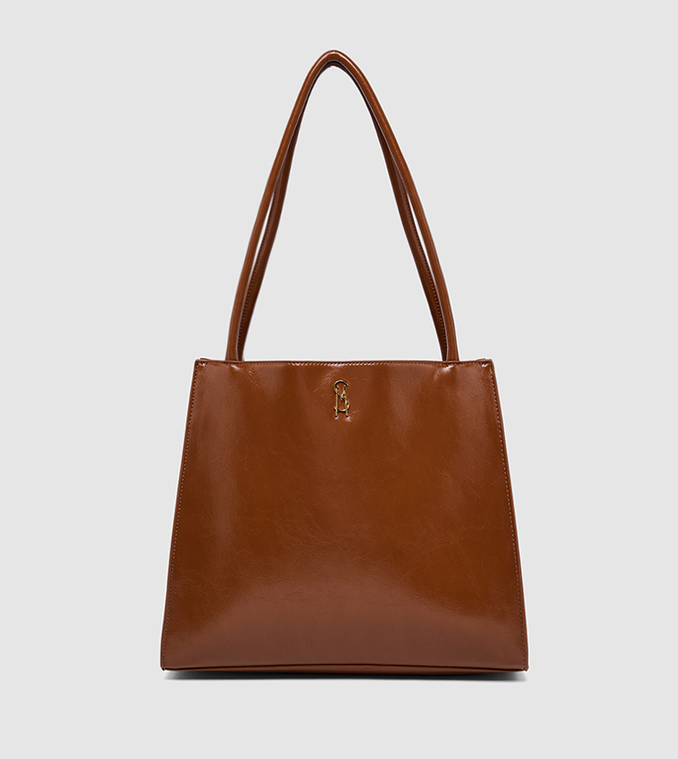 Textured Zip-Closure Shoulder Bag