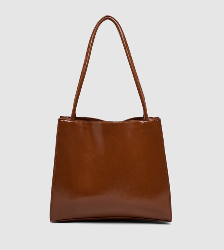 Textured Zip-Closure Shoulder Bag