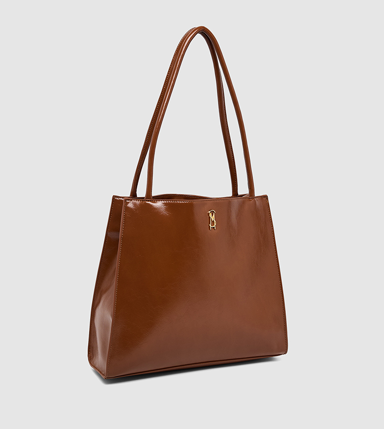 Textured Zip-Closure Shoulder Bag