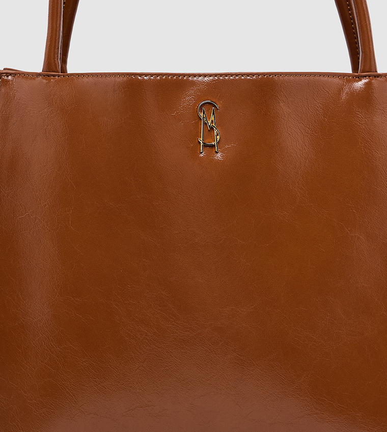 Textured Zip-Closure Shoulder Bag
