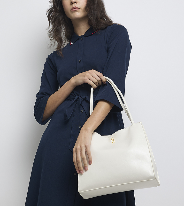 Textured Zip-Closure Shoulder Bag