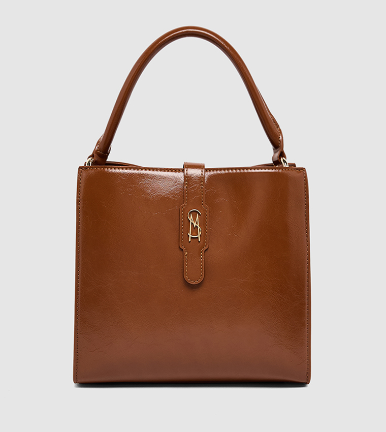 Monogram Snap Button Closure Tote Bag