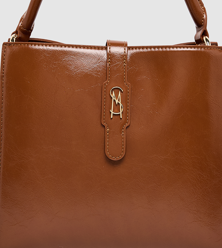 Monogram Snap Button Closure Tote Bag