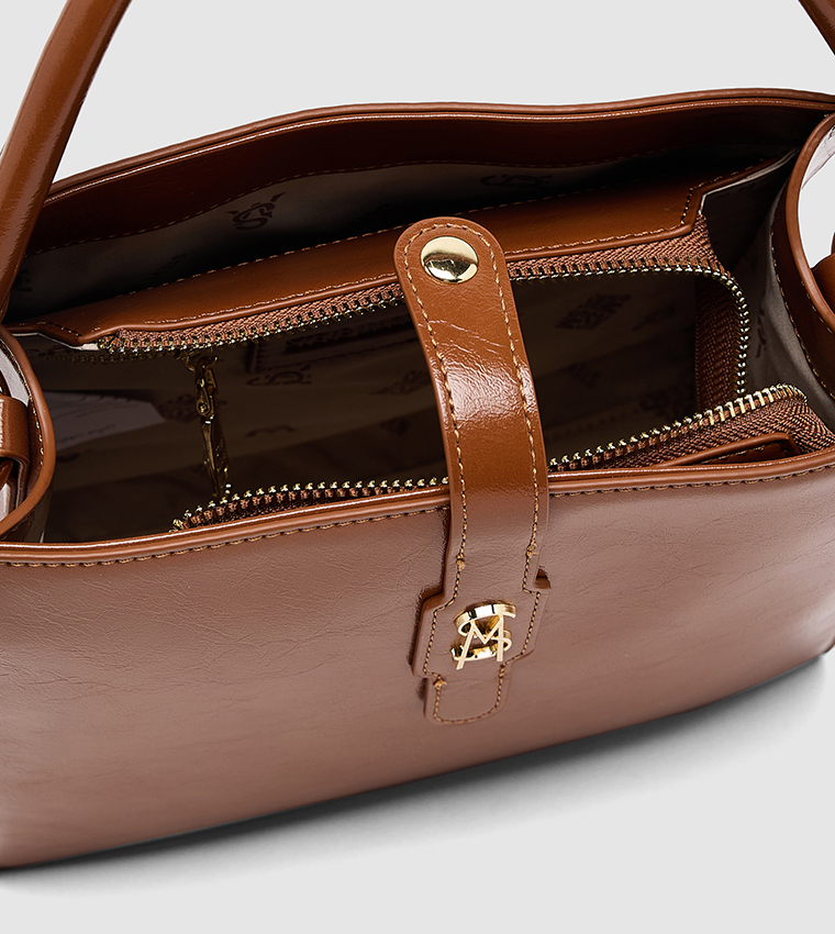 Monogram Snap Button Closure Tote Bag