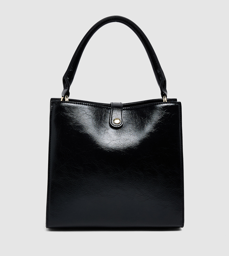 Monogram Snap Button Closure Tote Bag