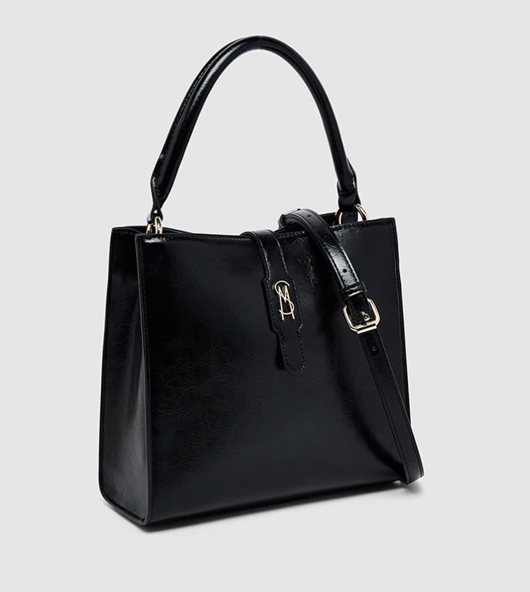 Monogram Snap Button Closure Tote Bag