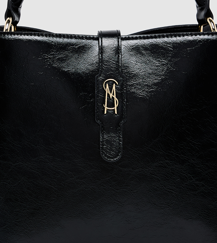 Monogram Snap Button Closure Tote Bag