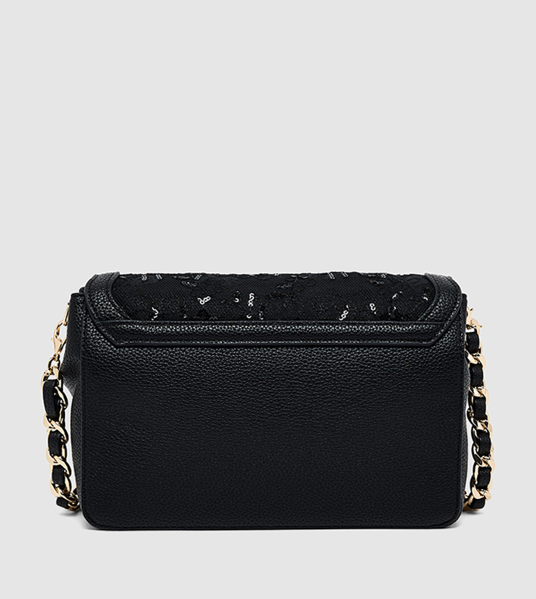 Sequinned Flap Crossbody Bag