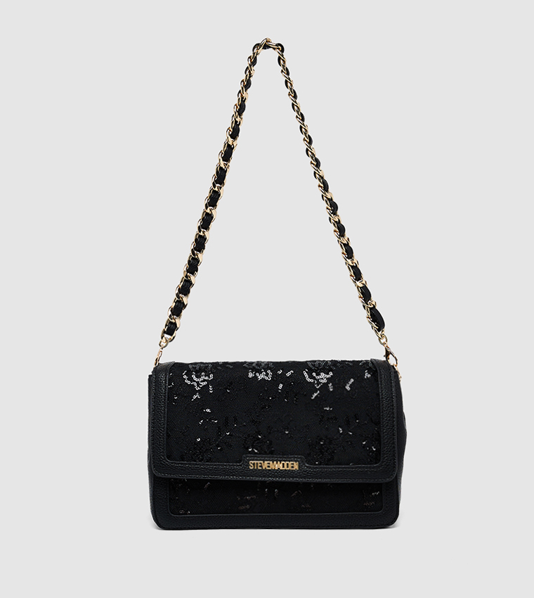 Sequinned Flap Crossbody Bag