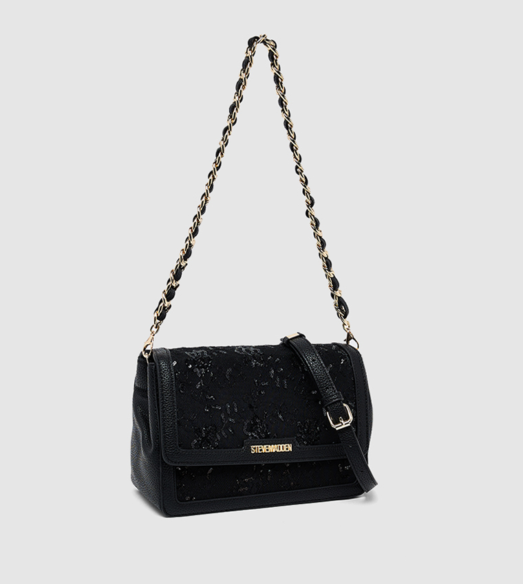 Sequinned Flap Crossbody Bag