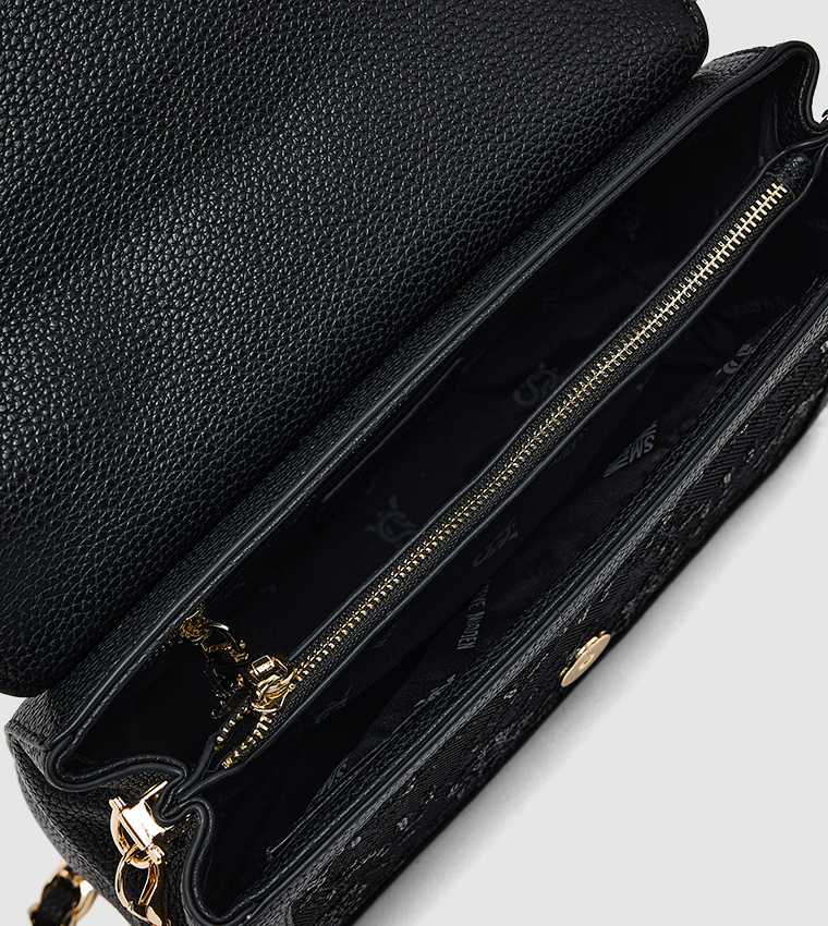 Sequinned Flap Crossbody Bag