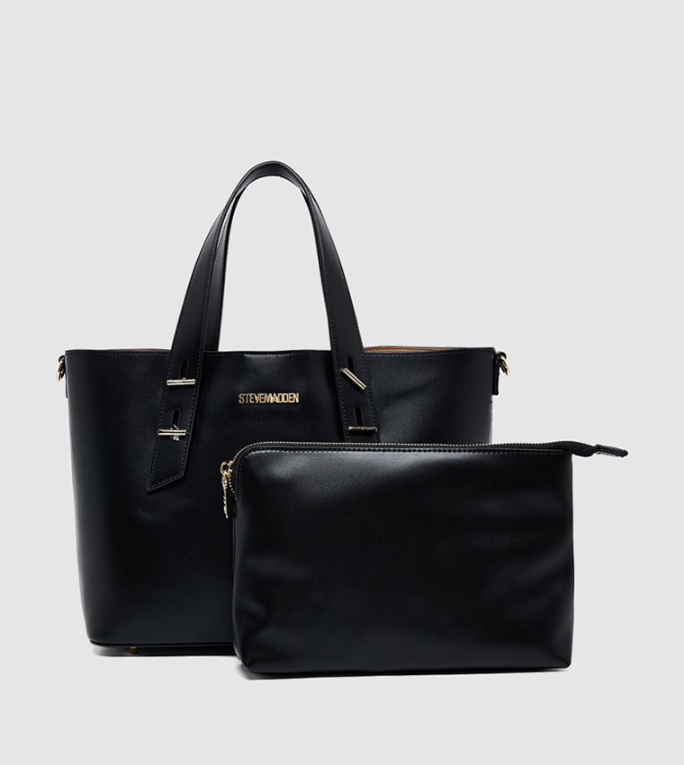 Textured Bucket Bag with Pouch