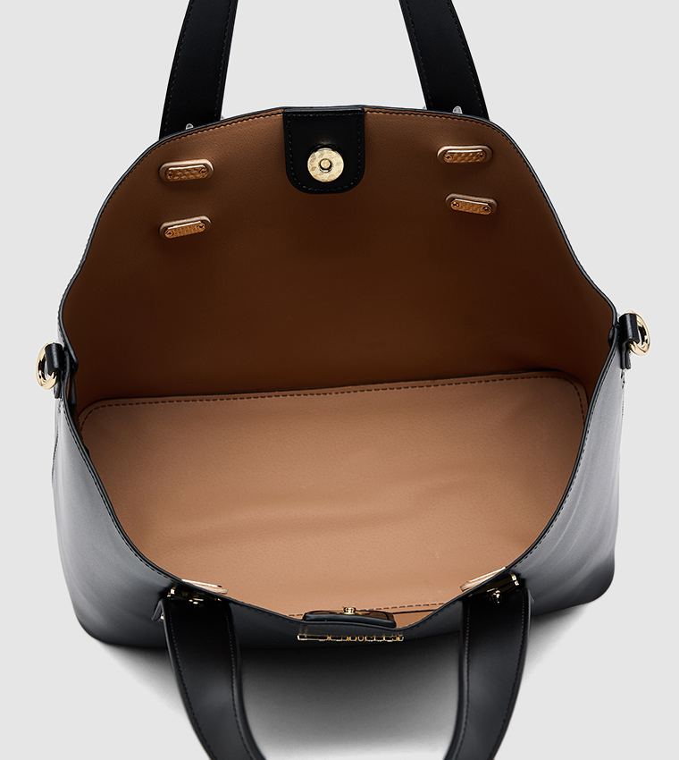 Textured Bucket Bag with Pouch