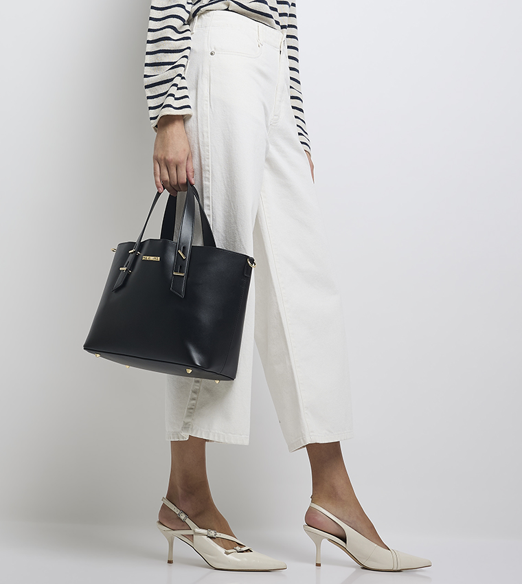 Textured Bucket Bag with Pouch