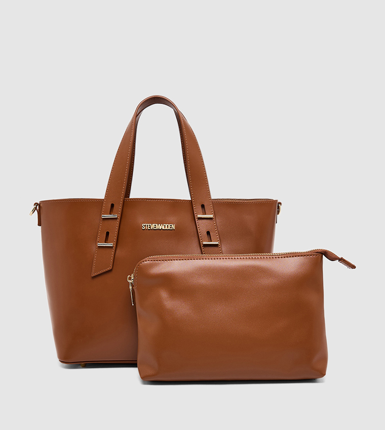 Textured Bucket Bag with Pouch