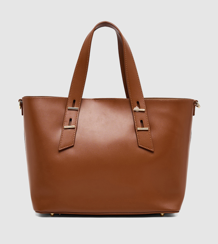 Textured Bucket Bag with Pouch